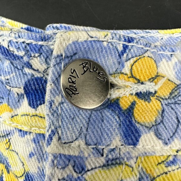 Vintage Shorts Paris Blues Y2K Floral High Waisted Denim Size 5 Blue Yellow - Picture 4 of 7